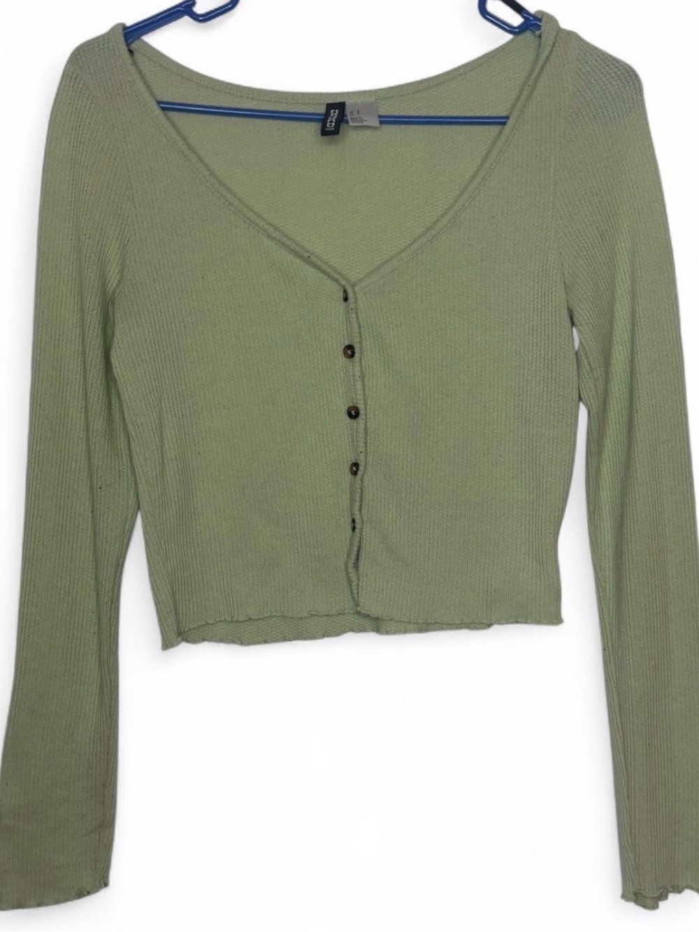 green cropped cardigan